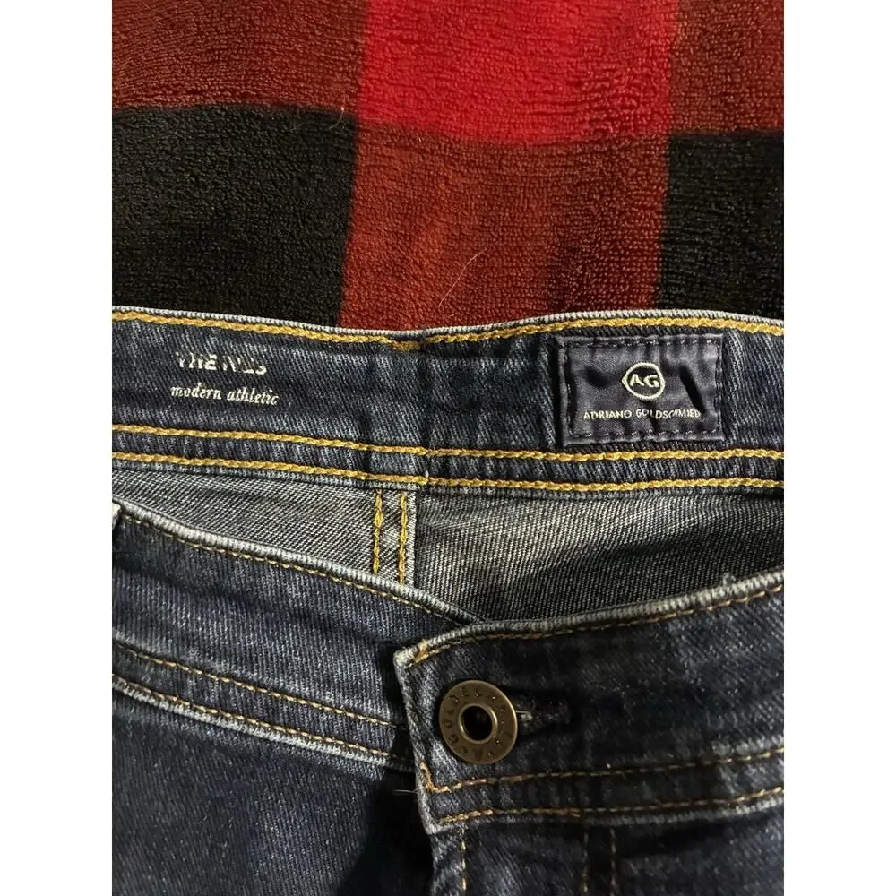 AG Adriano Goldschmied Men's Dark Blue Jeans 36x34 Athletic-Fit Denim Designer